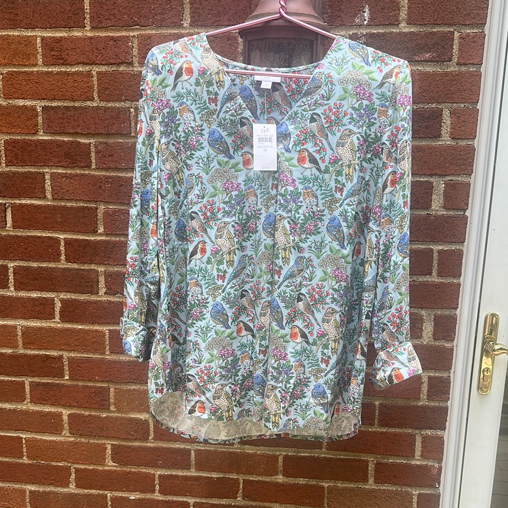 J. Jill bird print blouse top